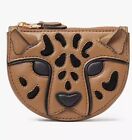 NWT Kate Spade Lucy 3D Leopard Coin Purse Brown cat face Leather Bungalow Multi