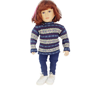 My Twinn Doll Poseable Red Hair Purple Eyes Body 1997 '99 Freckles Sweater Jeans