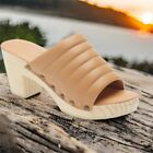BEEK Roller Wooden Platform Clog Sandal Heel Honey Tan size 9 Womens Memory Foam