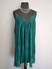 VTG Plus Nylon Satin Shiny Lace Lingerie Short Nightgown Chemise 24W Green USA