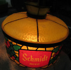 Vintage 1970s Schmidt Beer Lighted Hanging Light Sign Faux Stained Glass look