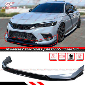 For 2022-2024 Honda Civic GF Bodykit Sonic Gray Pearl Black Front Bumper Lip Kit (For: Honda Civic)