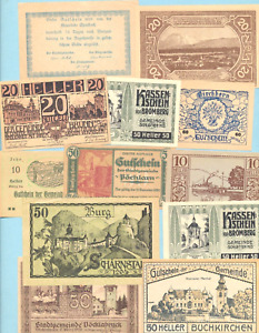 Austrian Emergency Currency 1919-1920 Unc. 12 Pieces   FREE SHIP