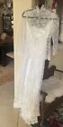 VTG 2 Piece 70s Gown Lace XXS White Beach Garden Wedding Dress Classic Simple