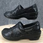Bolo Shoes Womens 10 M Clogs Slip On Black Paisley Embossed Leather Low Top