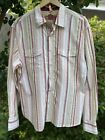 SCULLY Mens Western Shirt Striped Pearl Snaps Size Medium