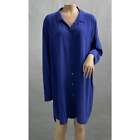 Eileen Fisher Top Women XL Purple 100% Silk Button Up Shirt Tunic Long Length
