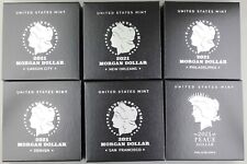 2021 Morgan and Peace Silver Dollar 6 Coin Complete Set US Mint w/Boxes and COA