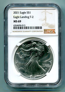 2021 T-2 AMERICAN SILVER EAGLE EAGLE LANDING NGC MS69 BROWN TYPE TWO PREMIUM PQ