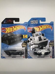 Hot Wheels 2021- Batmobile and Mickey Mouse Steamboat Combo! (SALE)