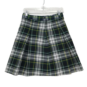 Dennis Green Tartan Plaid 4 Pleat Uniform Skirt #868 Girls Sz 12 Side Zip School