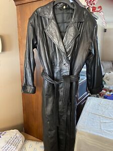 Black Leather Trench Coat Men's Full Length Leather Duster Coat For Men Long