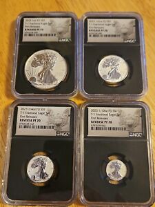 2023 $1 FIJI 4 PIECE T-1 FRACTIONAL SILVER EAGLE NGC REVERSE PF70 FIRST RELEASES