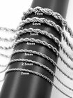 2.5/3mm Wholesale 316L Stainless Steel Women Men Rope Chains Necklaces 18-32''