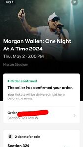 2 Morgan Wallen Tickets!!!! May 2nd in Nashville
