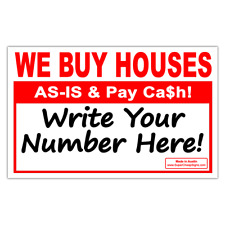 100 RED WE BUY HOUSES BANDIT YARD SIGNS WRITE YOUR OWN INFORMATION