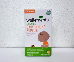 Wellements Organic Baby Immune Support Orange Flavor 2 fl oz/60ml Exp 8/2024