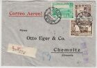PERU 1938 registered air mail cover *LIMA-CHEMNITZ * via CRISTOBAL & NEW YORK