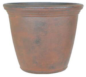 Modern Shape 16in Round Pixie Resin Planter Indoor Outdoor Flower Pot, Rust