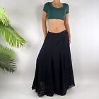 Vintage 90s Lizsport Black Low Rise Whimsygoth Sheer Chiffon Maxi Skirt / 12