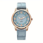 Casual Round Pointer Quartz Watch Ladies Fashion Analog PU Leather Wrist Watches