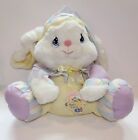 Vintage Well-Made Toys Bunny Plush Nylon Rabbit Stuffed Animal Easter Yellow Hat