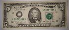 1988A $5 Dollar Bill Federal Reserve Note San Francisco CA Signs Of Wear, & Torn
