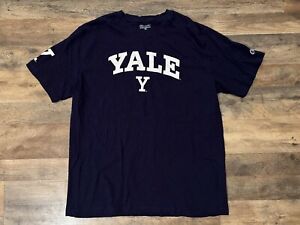 Yale Blue University Logo Spellout Short Sleeve Champion Graphic Shirt XXL 2XL