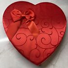 Big Valentine's Day Red Heart Shaped Satin Velvet Bow Chocolate See's Candy Box