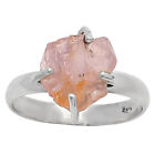Rose Quartz Rough - Madagascar 925 Sterling Silver Ring s.8 Jewelry R-1052