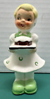 Vintage 1950's Ucagco Girl with cake Hand Painted Ceramic