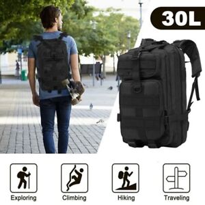 30L Outdoor Military Tactical Backpack Rucksack Camping Hiking Travel Bag Black