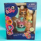 Hasbro Littlest Pet Shop Squeaky Clean Pets #1444 Crouching Kitty Cat #1445 Seal