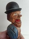 Vtg Anri Italy Carved Wood Mechanical Bottle Stopper Jaw Dropping Man w/ Hat (6)