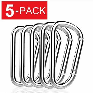 5 Pack Strong Aluminum Carabiners Tactical Straight D Ring Key Chain Clip