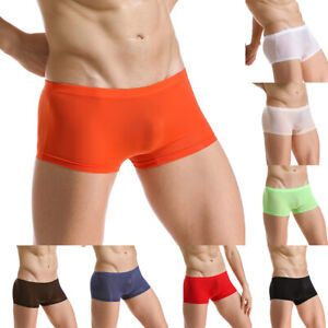 Men's Underwear Boxer Briefs Ice Silk Shorts Panties Bulge Pouch Underpants