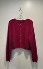 Gudrun Sjoden Size Large Pink Textured Wool Blend Cardigan Button Front