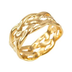 10K or 14K Solid Gold Yellow Celtic Braided Weave Wedding Band Ring