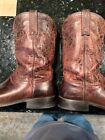 MEN'S HANDMADE LUCCHESE COWBOY, WESTERN BOOTS, BROWN LEATHER, SZ 10.5 D
