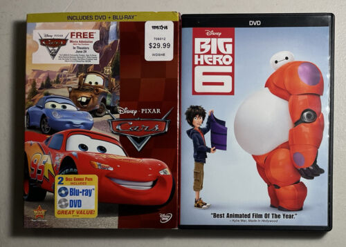 New ListingDisney 2 DVD + Blu-ray Lot: Cars (2006) + Big Hero 6 (2015)  VERY GOOD! FREE S/H