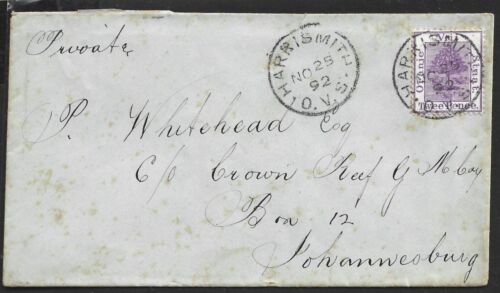 SOUTH AFRICA ORANGE FREE STATE 1892 COVER TO JOHANNESBURG