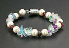 Magnetic Bracelet Clasp Hematite Bead Pearls Multi-Color Natural Agate Stone