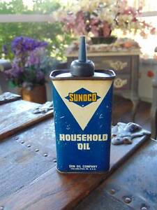 60's SUNOCO HOUSEHOLD OIL TIN LITHO CAN 4 oz empty sun oil co philadelphia. PA