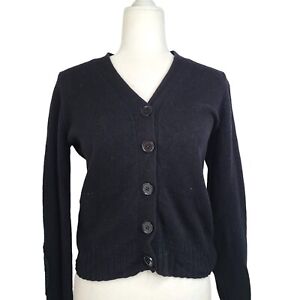 Vintage Gap 90s V Neck Black Lambs Wool ? Knit Cardigan Sweater