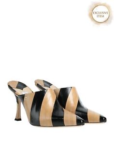 RRP€650 JIMMY CHOO Eel Leather Mule Shoes US7 UK4 EU37 Two Tone Made in Italy