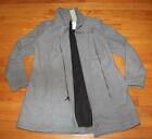 Womens BANANA REPUBLIC Petite Long Moto Knit Jacket Zipper Coat Grey Zip-Up