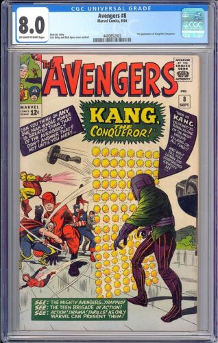 Avengers #8 High Grade 1st App. Kang the Conqueror Marvel Comic 1964 CGC 8.0