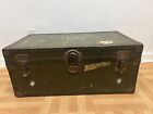 Vintage Military FOOT LOCKER Trunk chest storage green box army wwii field bin