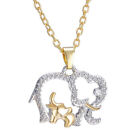 Baby And Mom Dad Elephant Necklace With Crystal Alloy Mother's Day Gift