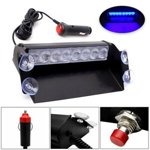 Red/Blue 8 LED Car Lamp Dash Strobe Flash Strobe Light Bar 12V